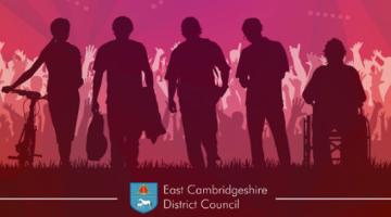 Decorative image, silhouettes of five young people 